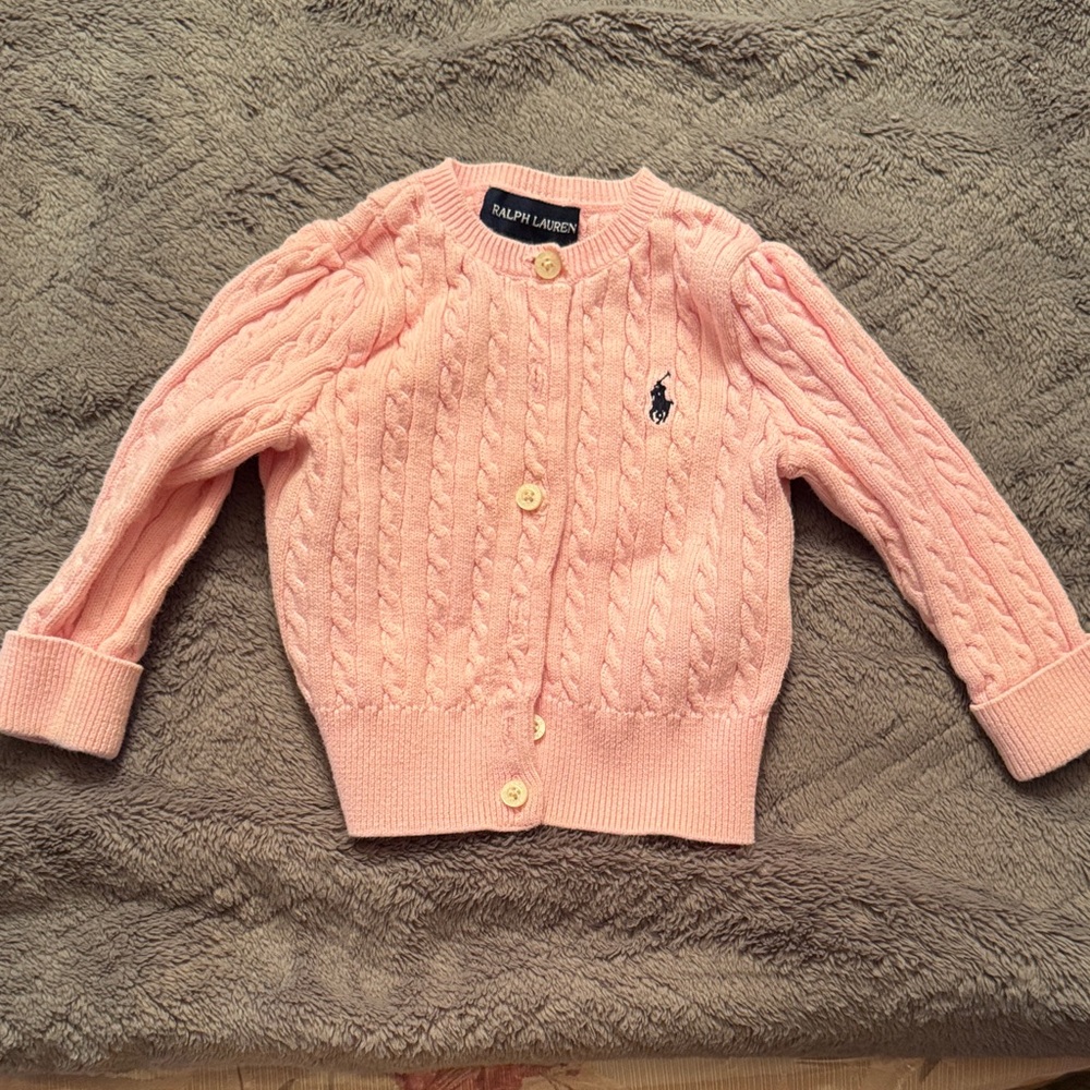 Ralph Lauren Kids Pink Cable Knit Cardigan